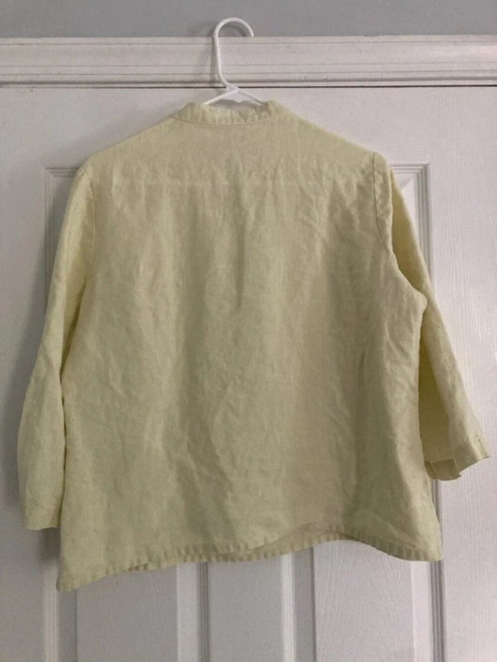 Coastalcore Butter Yellow Linen Blend Top with Ruffle Detail - Picture 2 of 2